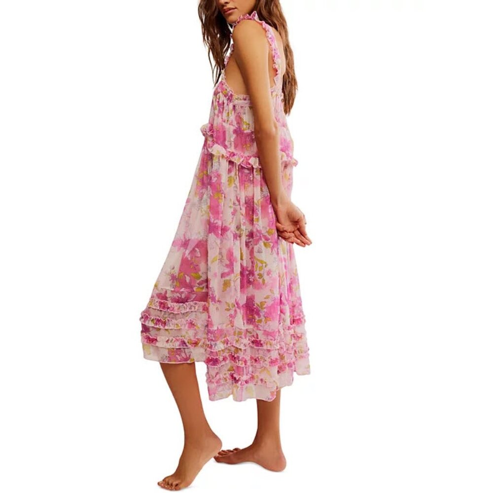 Free People Women's Moon Phase Printed Midi Nightgown Sz M - Picture 2 of 8